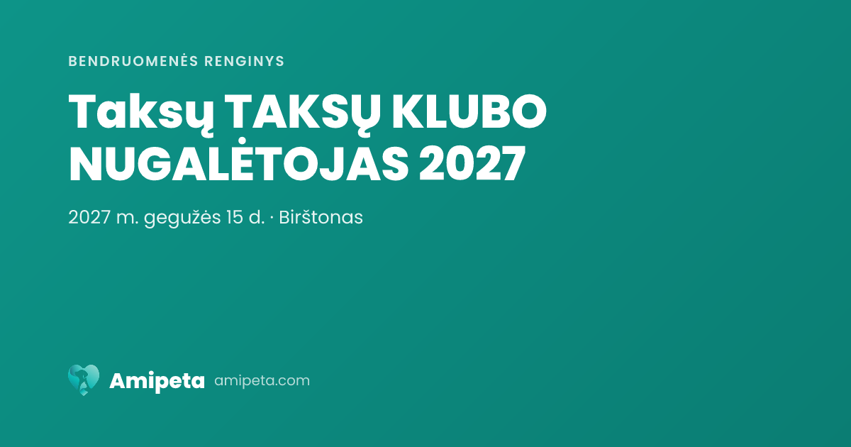 Taksų TAKSŲ KLUBO NUGALĖTOJAS 2027